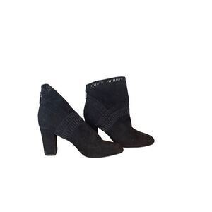 Studio Isola Womens Black Faux Suede Cali Heeled Ankle Boots Size 8